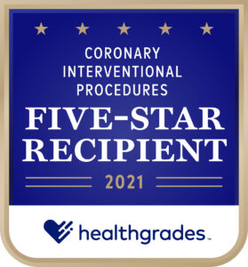 Coronary Interventional Procedures Five-Star Recipient – Healthgrades (2016, 2017, 2020, 2021)