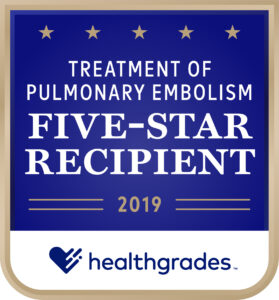 Treatment of Pulmonary Embolism, Five-Star Recipient – Healthgrades (2019)