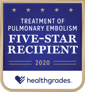 Treatment of Pulmonary Embolism, Five-Star Recipient – Healthgrades (2019, 2020)
