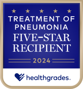 Healthgrades Five-Star Recipient for Treatment of Pneumonia for 13 Years in a Row (2012-2024)