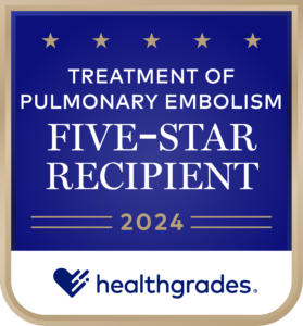 Healthgrades Five-Star Recipient for Treatment of Pulmonary Embolism for 2 Years in a Row (2023-2024)